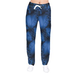 Dark Blue Abstract Pattern Women Velvet Drawstring Pants by SpinnyChairDesigns