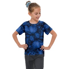 Dark Blue Abstract Pattern Kids  Mesh Piece Tee