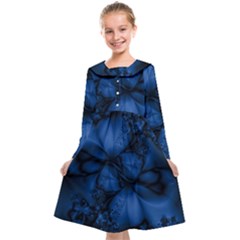 Dark Blue Abstract Pattern Kids  Midi Sailor Dress by SpinnyChairDesigns