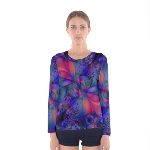 Abstract Floral Art Print Women s Long Sleeve Tee by SpinnyChairDesigns