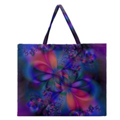 Abstract Floral Art Print Zipper Large Tote Bag by SpinnyChairDesigns