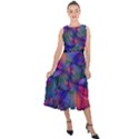 Abstract Floral Art Print Midi Tie-Back Chiffon Dress View1