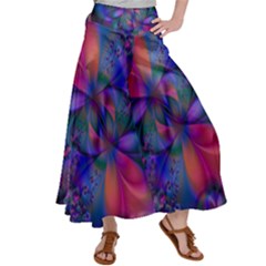 Abstract Floral Art Print Satin Palazzo Pants by SpinnyChairDesigns