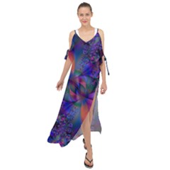 Abstract Floral Art Print Maxi Chiffon Cover Up Dress by SpinnyChairDesigns