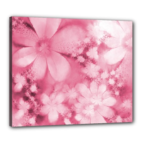 Blush Pink Watercolor Flowers Canvas 24  X 20  (stretched) by SpinnyChairDesigns