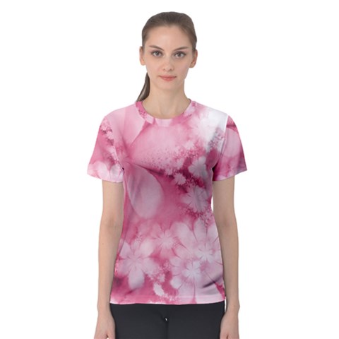 Blush Pink Watercolor Flowers Women s Sport Mesh Tee by SpinnyChairDesigns