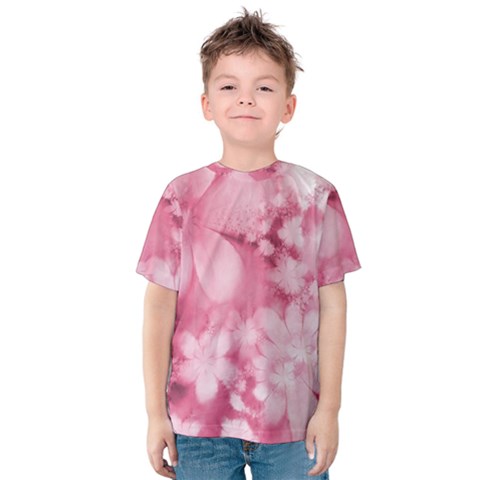 Blush Pink Watercolor Flowers Kids  Cotton Tee by SpinnyChairDesigns