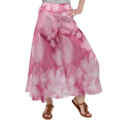 Blush Pink Watercolor Flowers Satin Palazzo Pants by SpinnyChairDesigns