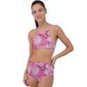 Blush Pink Watercolor Flowers High Waist Tankini Set View1