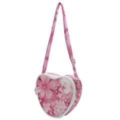 Blush Pink Watercolor Flowers Heart Shoulder Bag by SpinnyChairDesigns