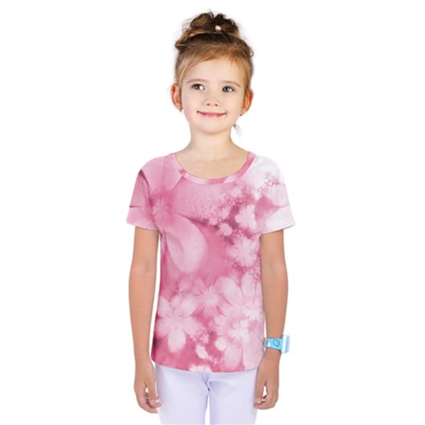 Blush Pink Watercolor Flowers Kids  One Piece Tee by SpinnyChairDesigns