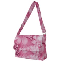 Blush Pink Watercolor Flowers Full Print Messenger Bag (l) by SpinnyChairDesigns