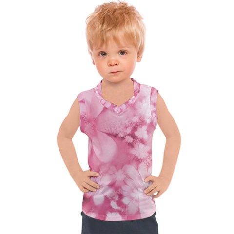 Blush Pink Watercolor Flowers Kids  Sport Tank Top by SpinnyChairDesigns