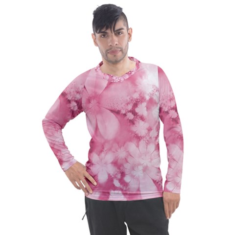 Blush Pink Watercolor Flowers Men s Pique Long Sleeve Tee by SpinnyChairDesigns