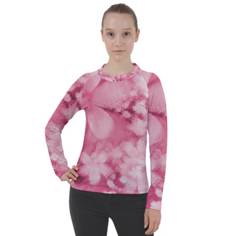 Blush Pink Watercolor Flowers Women s Pique Long Sleeve Tee by SpinnyChairDesigns