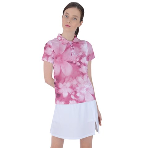 Blush Pink Watercolor Flowers Women s Polo Tee by SpinnyChairDesigns