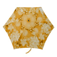 Saffron Yellow Watercolor Floral Print Mini Folding Umbrellas by SpinnyChairDesigns