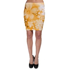 Saffron Yellow Watercolor Floral Print Bodycon Skirt by SpinnyChairDesigns