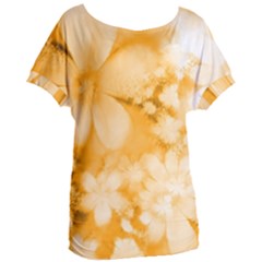 Saffron Yellow Watercolor Floral Print Women s Oversized Tee by SpinnyChairDesigns