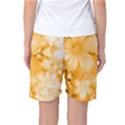 Saffron Yellow Watercolor Floral Print Women s Basketball Shorts View2