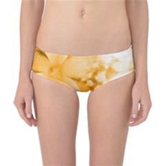 Saffron Yellow Watercolor Floral Print Classic Bikini Bottoms by SpinnyChairDesigns