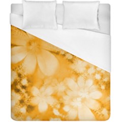 Saffron Yellow Watercolor Floral Print Duvet Cover (california King Size) by SpinnyChairDesigns