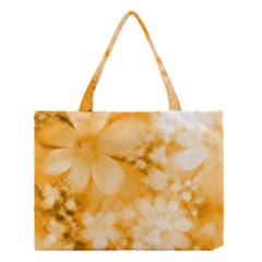 Saffron Yellow Watercolor Floral Print Medium Tote Bag by SpinnyChairDesigns