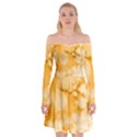 Saffron Yellow Watercolor Floral Print Off Shoulder Skater Dress View1