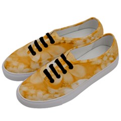 Saffron Yellow Watercolor Floral Print Men s Classic Low Top Sneakers by SpinnyChairDesigns