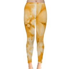 Saffron Yellow Watercolor Floral Print Inside Out Leggings by SpinnyChairDesigns