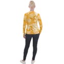 Saffron Yellow Watercolor Floral Print Velour Zip Up Jacket View2