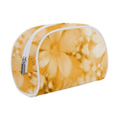 Saffron Yellow Watercolor Floral Print Makeup Case (small) by SpinnyChairDesigns