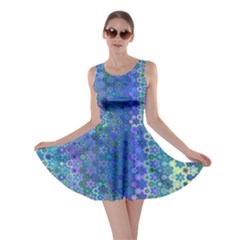 Boho Blue Wildflower Print Skater Dress by SpinnyChairDesigns