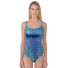 Boho Blue Wildflower Print Camisole Leotard  by SpinnyChairDesigns