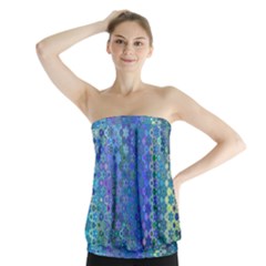 Boho Blue Wildflower Print Strapless Top by SpinnyChairDesigns