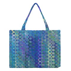 Boho Blue Wildflower Print Medium Tote Bag by SpinnyChairDesigns