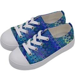 Boho Blue Wildflower Print Kids  Low Top Canvas Sneakers by SpinnyChairDesigns