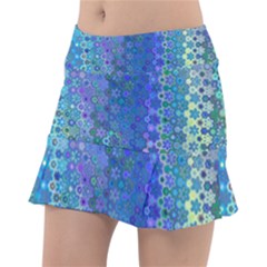 Boho Blue Wildflower Print Tennis Skorts by SpinnyChairDesigns