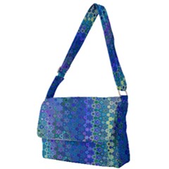 Boho Blue Wildflower Print Full Print Messenger Bag (s) by SpinnyChairDesigns