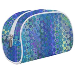 Boho Blue Wildflower Print Makeup Case (medium) by SpinnyChairDesigns