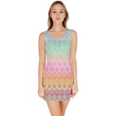 Boho Retro Pastel Floral Pattern Bodycon Dress by SpinnyChairDesigns