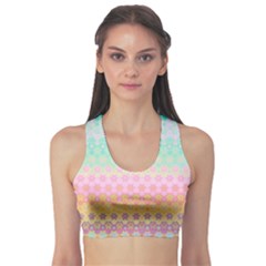 Boho Retro Pastel Floral Pattern Sports Bra by SpinnyChairDesigns