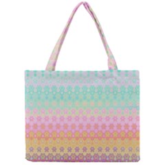 Boho Retro Pastel Floral Pattern Mini Tote Bag by SpinnyChairDesigns