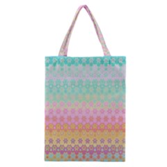 Boho Retro Pastel Floral Pattern Classic Tote Bag by SpinnyChairDesigns