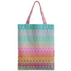 Boho Retro Pastel Floral Pattern Zipper Classic Tote Bag by SpinnyChairDesigns