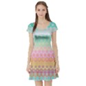 Boho Retro Pastel Floral Pattern Short Sleeve Skater Dress View1