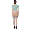 Boho Retro Pastel Floral Pattern Short Sleeve Skater Dress View2