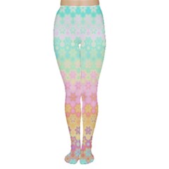 Boho Retro Pastel Floral Pattern Tights by SpinnyChairDesigns