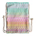 Boho Retro Pastel Floral Pattern Drawstring Bag (Large) View2