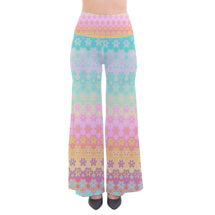 Boho Retro Pastel Floral Pattern So Vintage Palazzo Pants